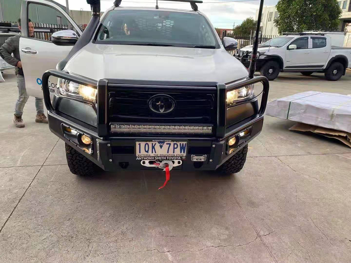 High- Powder Coating Steel Front Bumper for Toyota Hilux Winch Bull Bar Auto Parts