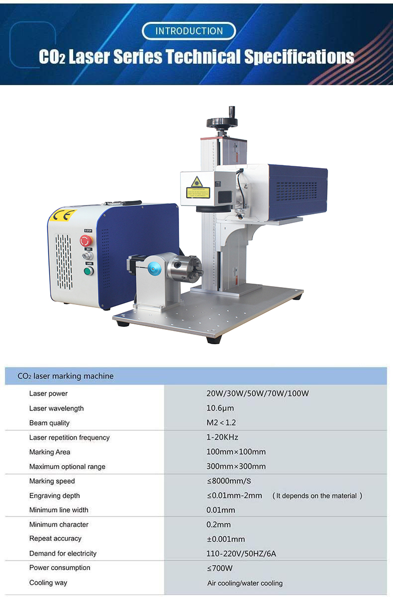 Factory Price C02 Galvo Laser Marking Machine 50w 30w CO2 Laser Marker Split Desktop C02 Laser Marking With Rotary
