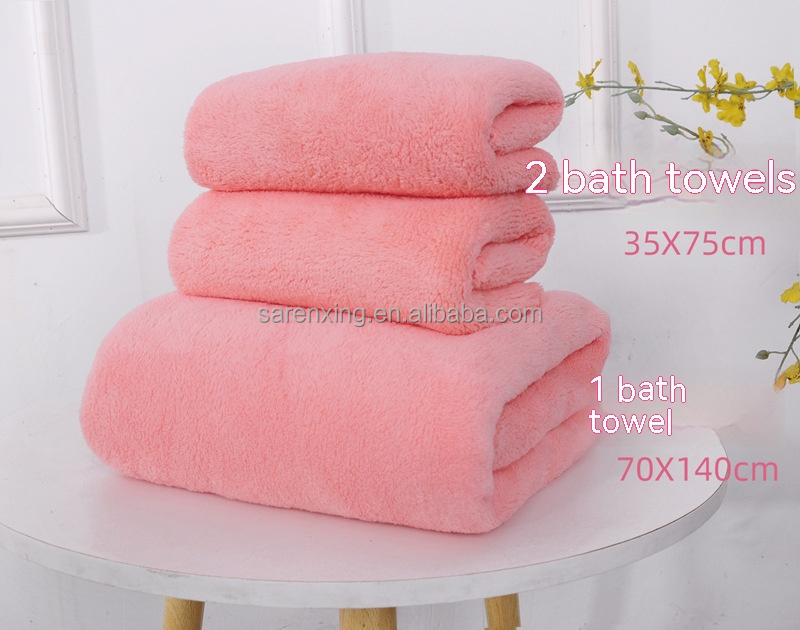 Home Custom Logo Towel Set Coral Velvet Bath Towels Microfiber Hair Sports Baby Hooded Towel
