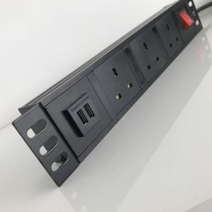 2M Cord Smart Power Strip With USB Port 3 Outlet Metal Shell UK Type G