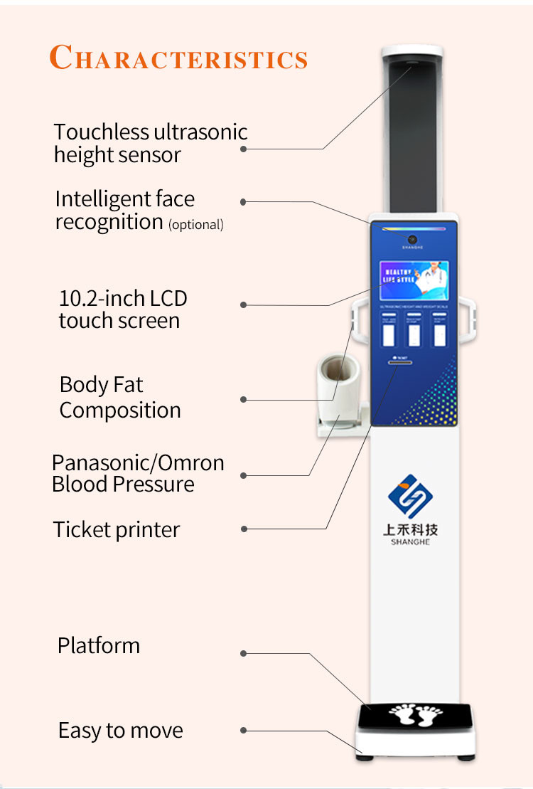 Body Fat Analyzer Height Weight BMI Blood Pressure Machine Coin Operated