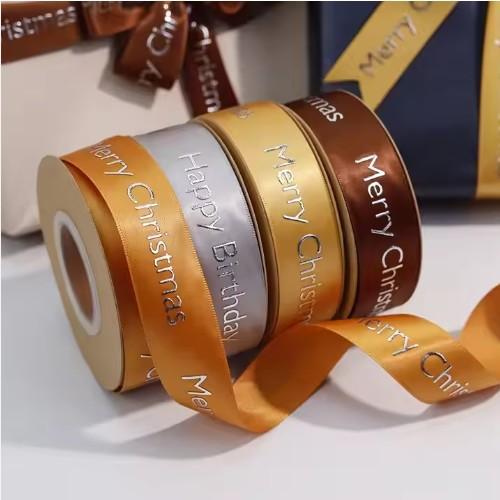 Polyester Satin Ribbon 3D Embossed Printed Recycled Gossgrain Food Crafts Bag
