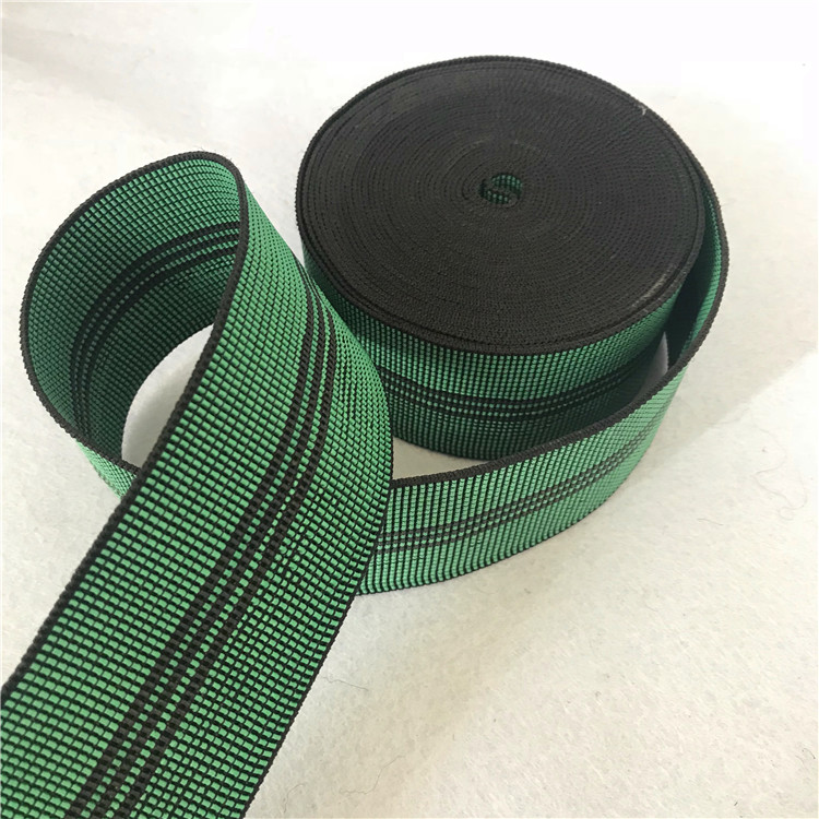 70mm braided elastic stretch webbing color green for sofa back and seat
