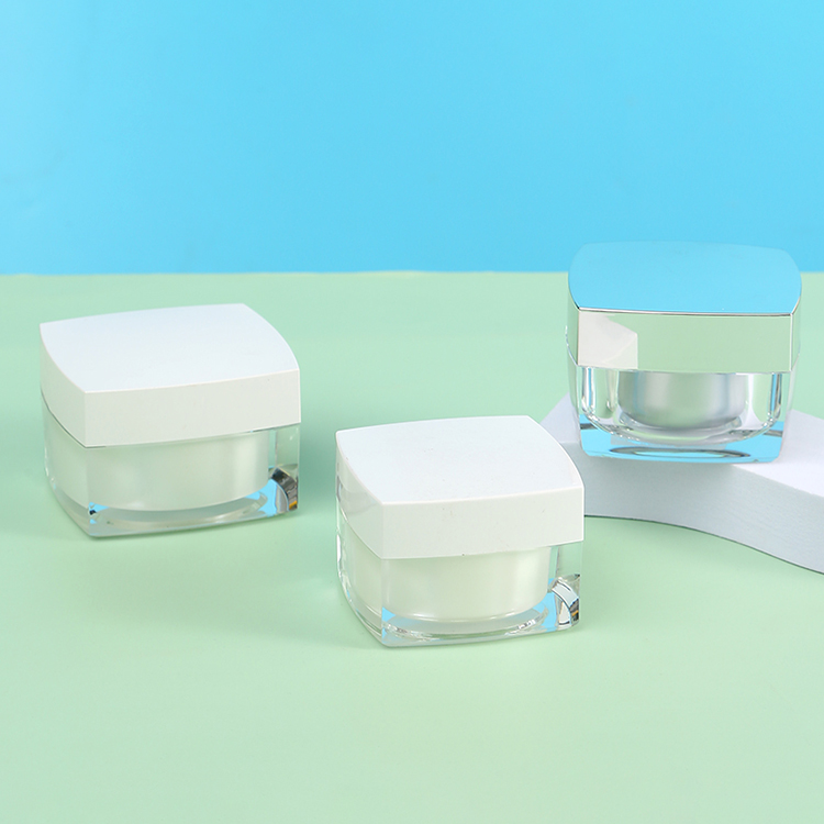 5g10g 15g Acrylic Base Material Luxury Black White Frosted Square Skin Care Cosmetic Facial Cream Plastic Container Cream Jar