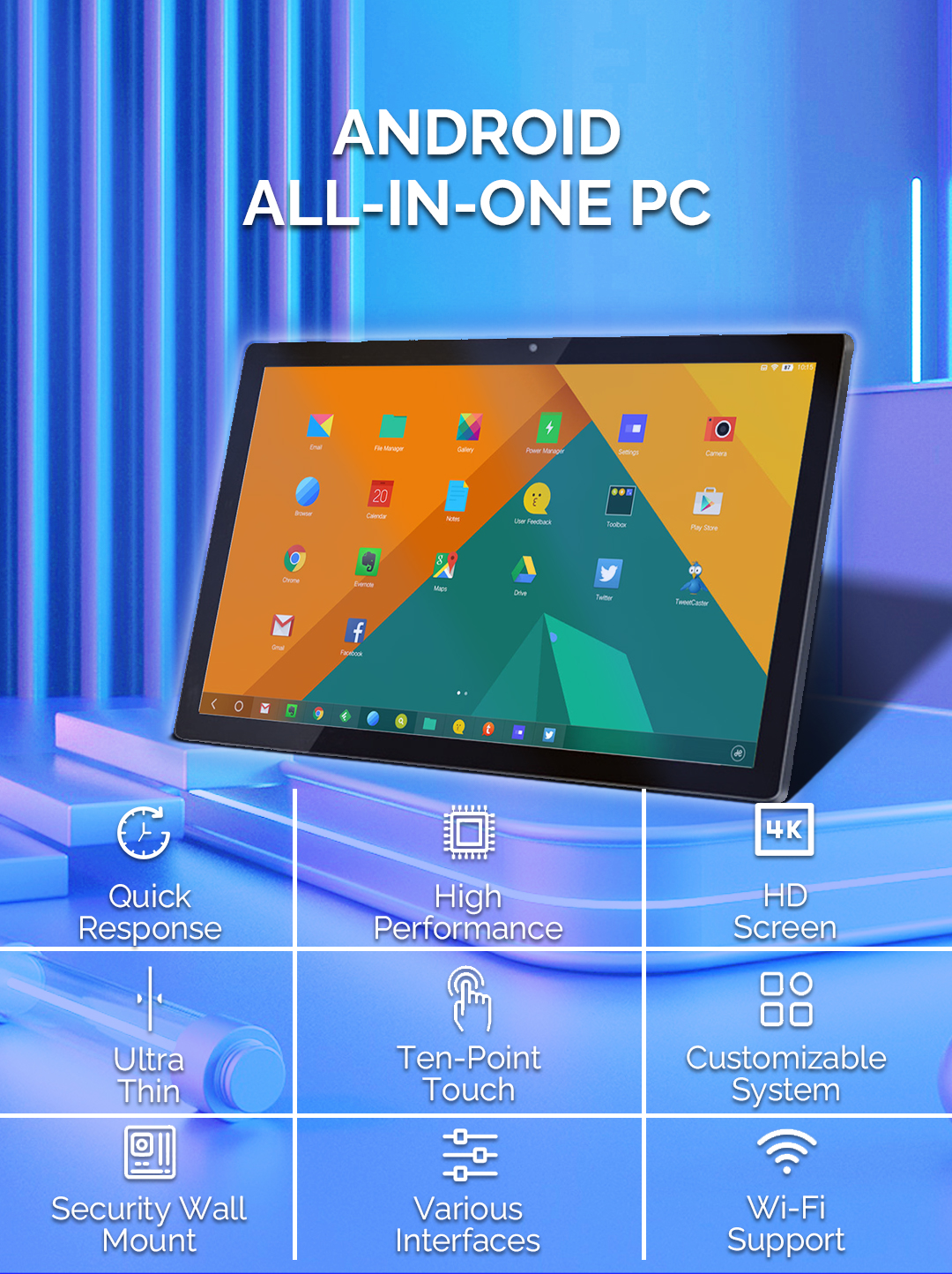 27 Inch RK3288 Touch All In One PC OEM Education Interactive Flat Panel Android