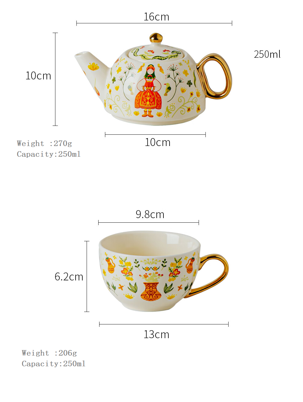 Single Teapot And Cup Set Porcelain Individual Tea Set With Wedding Gift Cup And Saucer