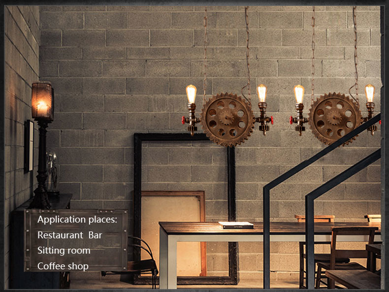 Vintage Loft Pendant Lamps Gear Clain Lights Water Pipe Arm Bar Restaurant Industry lamp(WH-VP-196)