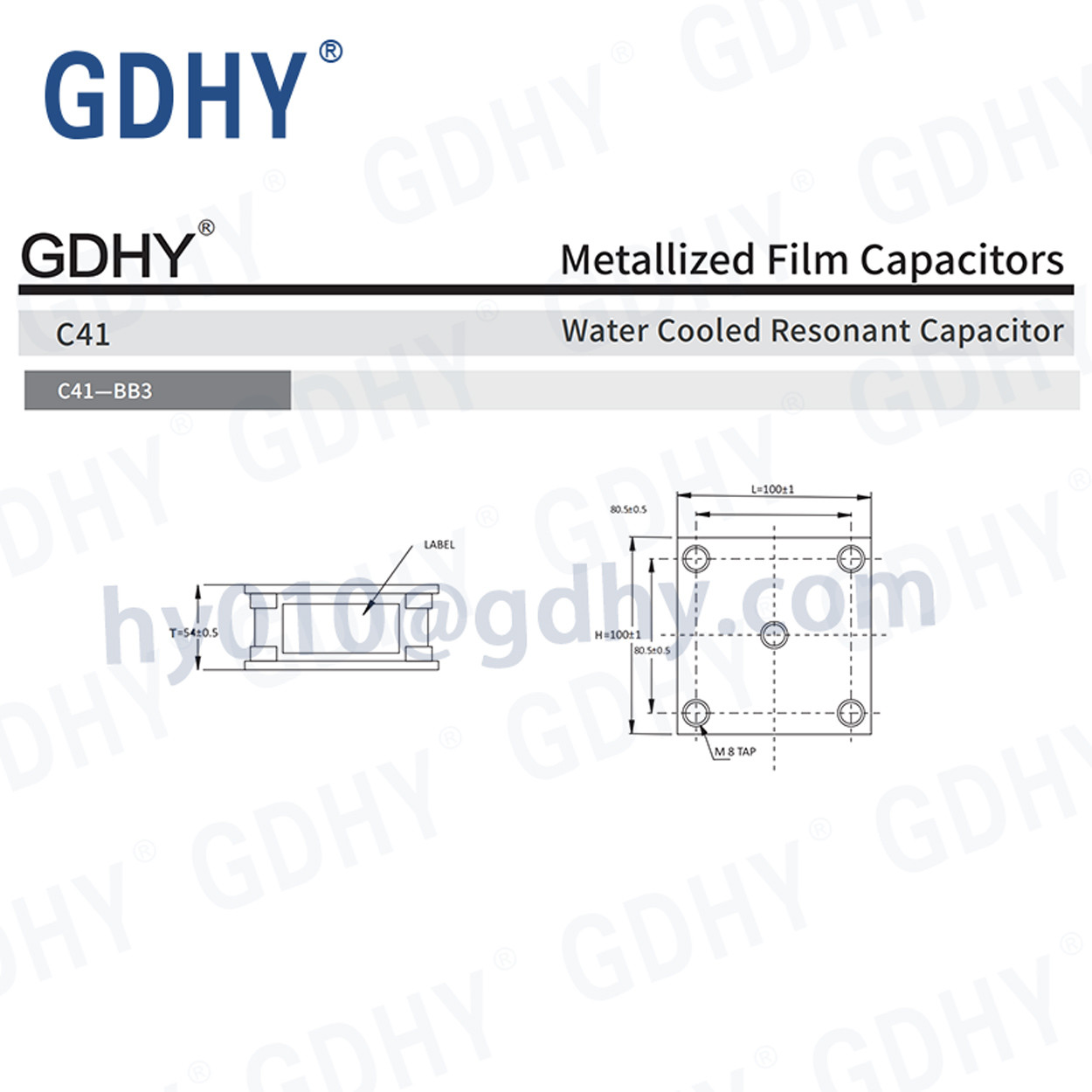 0.66UF 700V Water Cooled Capacitors C41 High Power High Thermal Withstand Inductive Heating