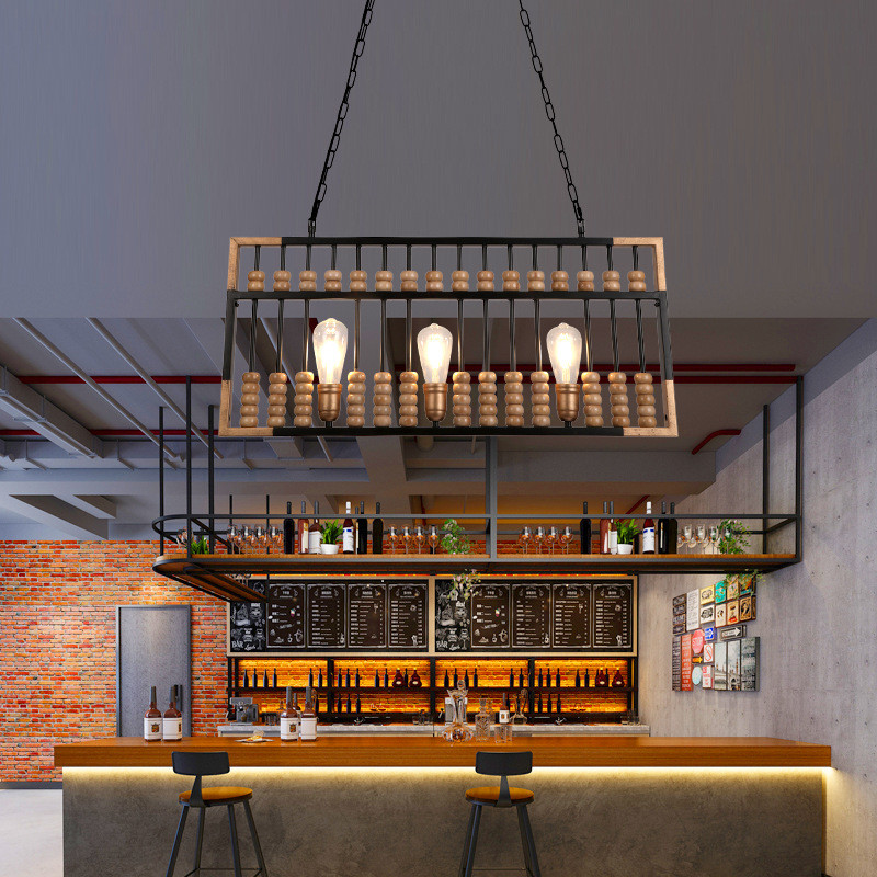 Industrial Vintage Loft Wood Abacus Chandelier Restaurant Coffee Shop Bar Creativity Boat lamp(WH-VP-239)