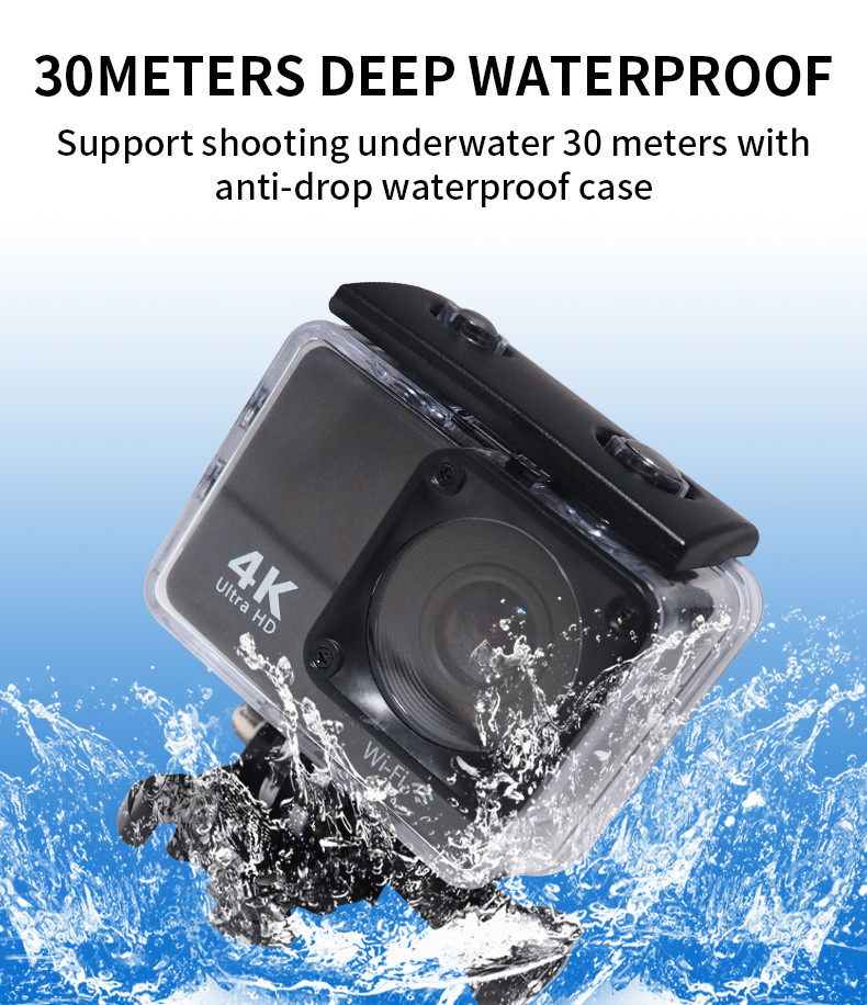 IMX386 Sensor 4K HD Action Camera 2.0'' TFT LCD Touch Panel For Sports