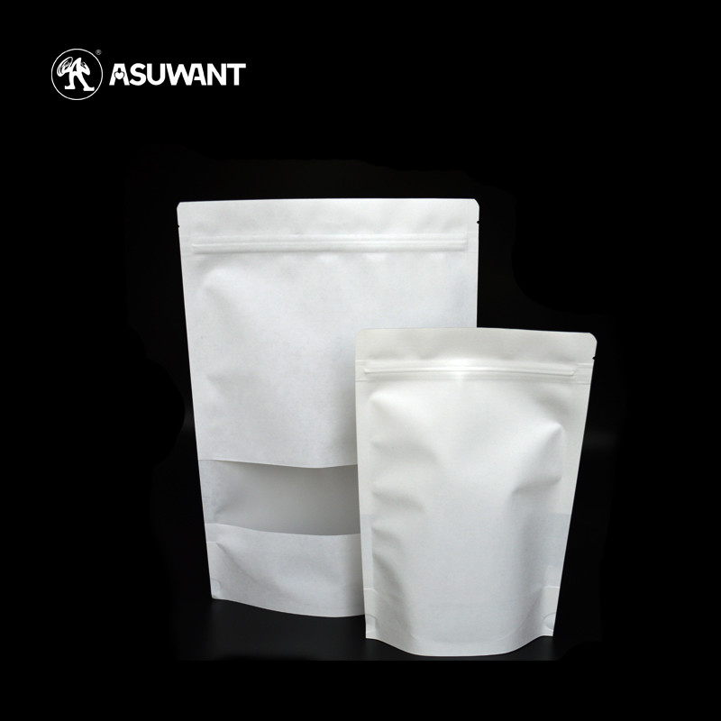 Custom Print Kraft Paper Zipper Bags Clear Matte Window With Thickened Bottom