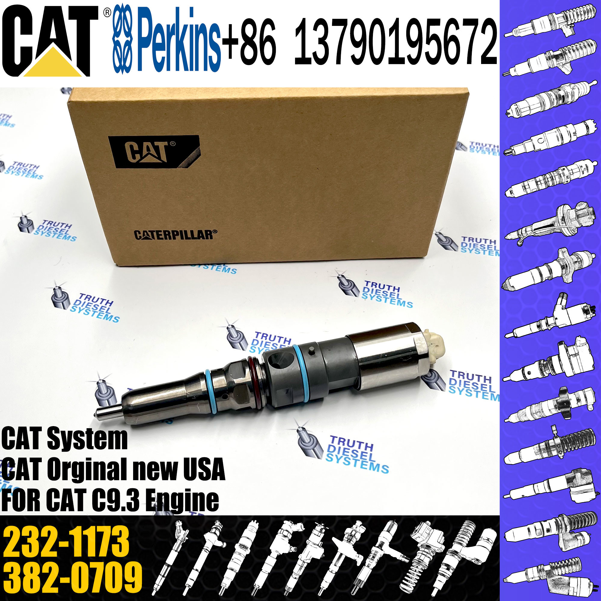 Common Rail Injector 460-8213 232-1173 382-0709 10R-1265 392-9046 for Cat C9.3 engine