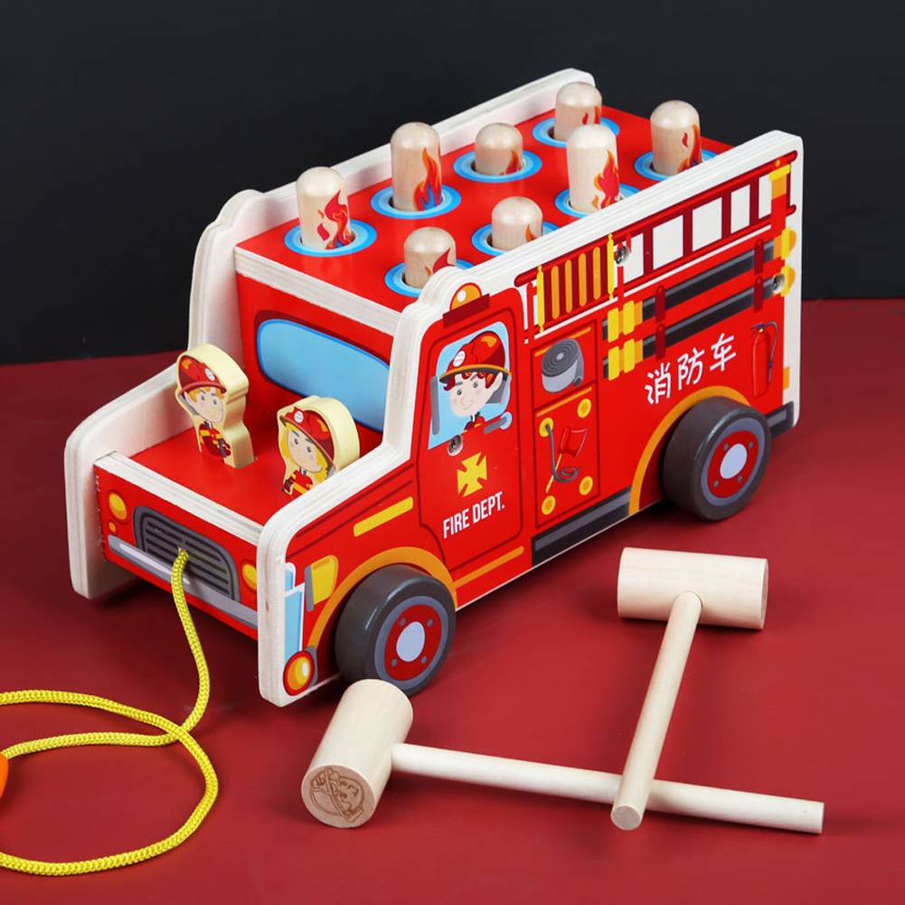 2 Mallets Wooden Hammer Toys Burr Free For Toddler Boys Girls