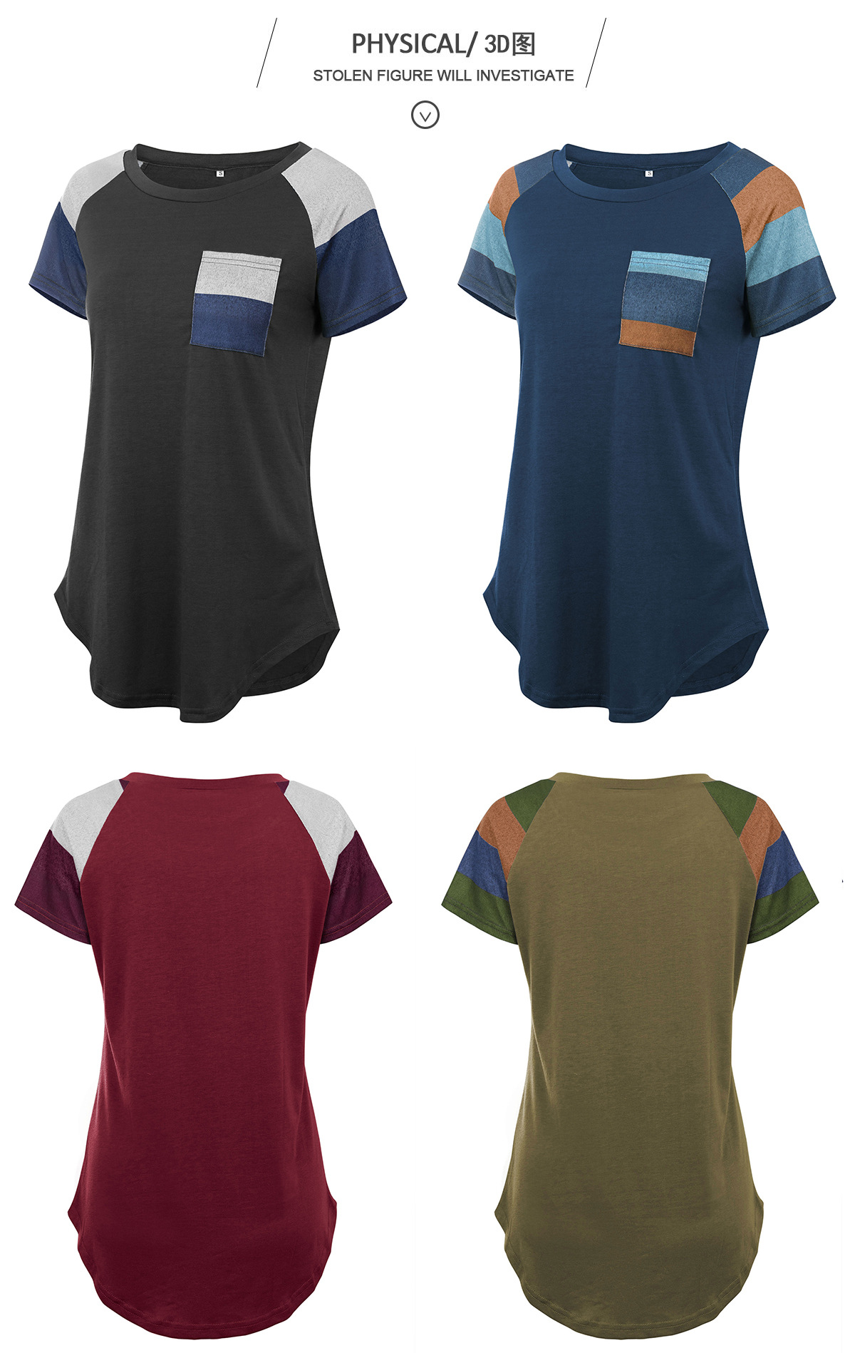 Custom Apparel O-Neck Short Sleeve Women Printed Basic Cotton Pocket Blouses