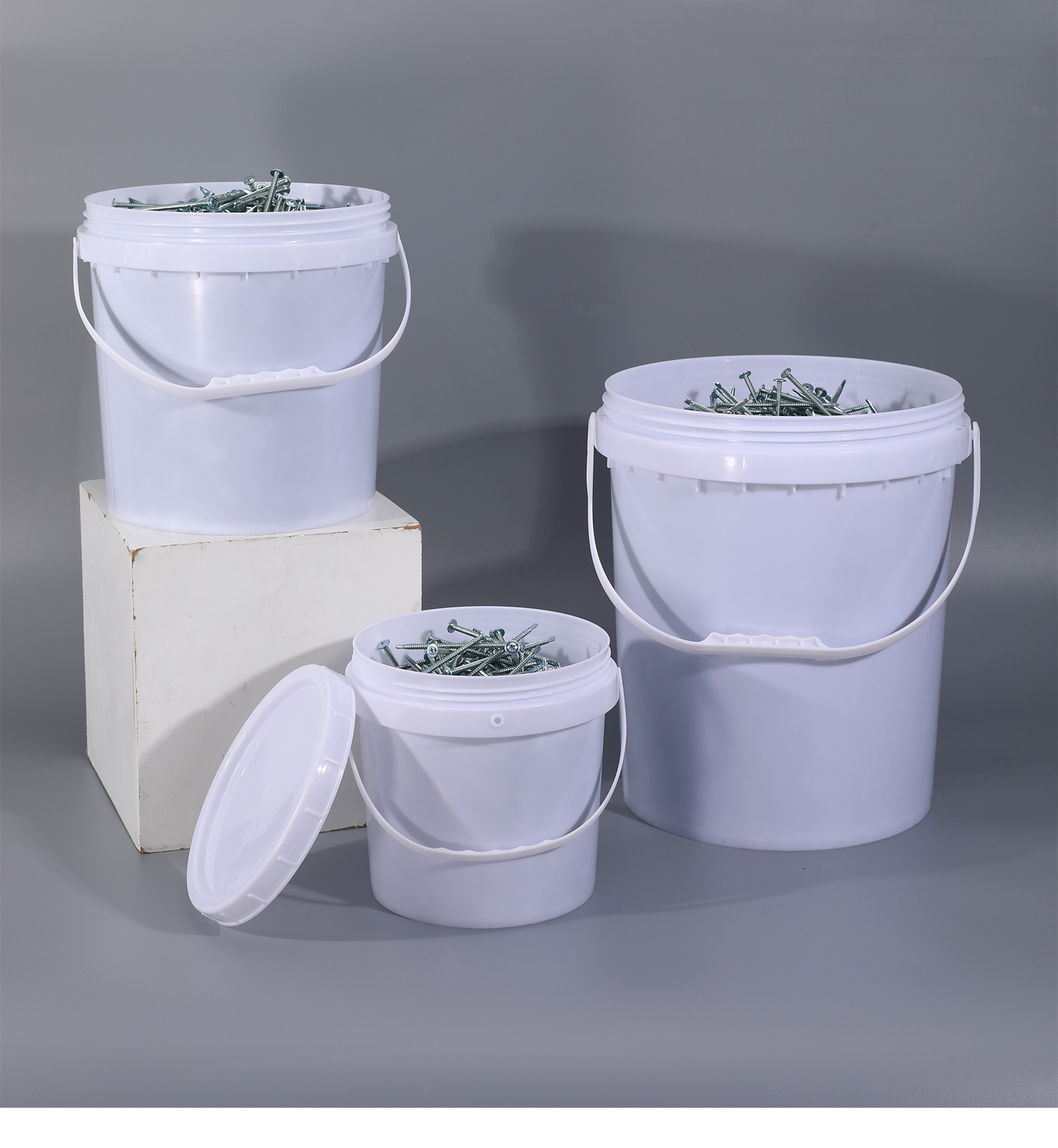 General Packaging 5L Food Grade PP Storage Container Plastic Bucket With Screw Lid Handle