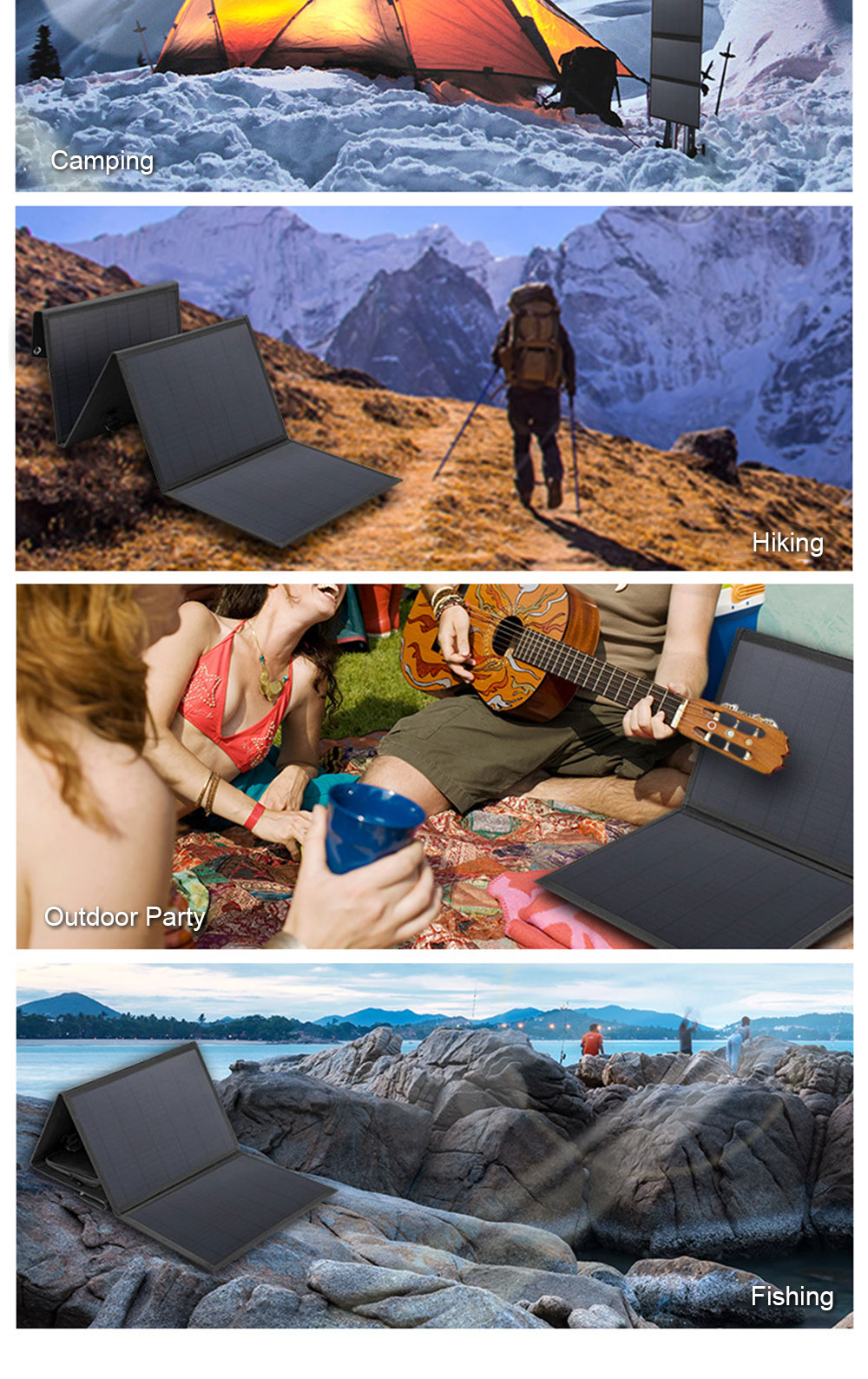 5V Monocrystal USB Foldable Solar Panel Waterproof Charger Outdoor Camping