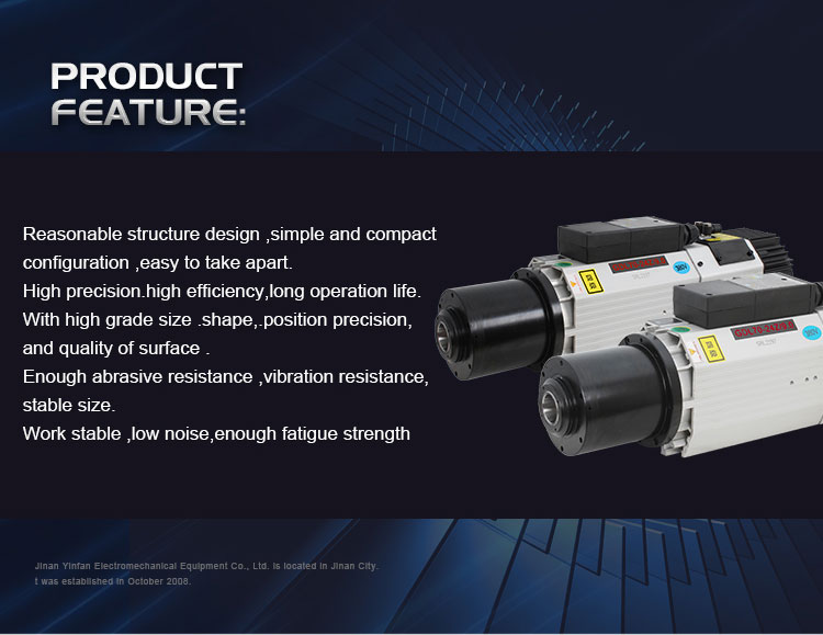 400HZ Frequency Auto Tool Change Spindle Motor for CNC Operating Speed 12000rpm