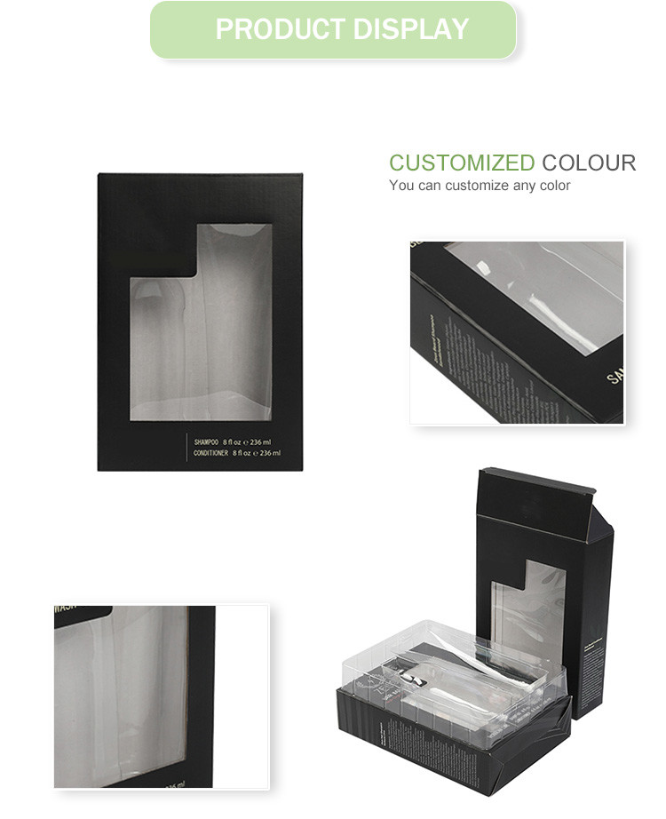 6x4x3 Black Shipping Tuck Top Mailer Box Custom With Window