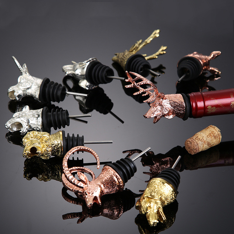 Animal Metal Wine Aerator Pourer Lion Head Wine Bottle Pourer