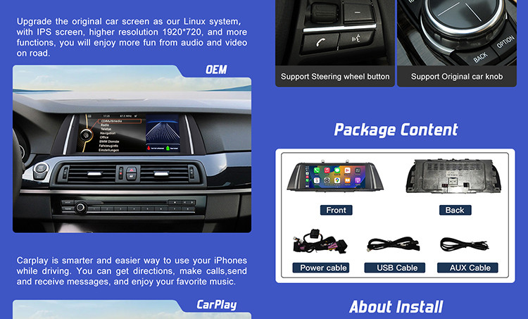 Car Multimedia Player For BMW F10 F11 CIC NBT System Support Dual System Wireless Carplay