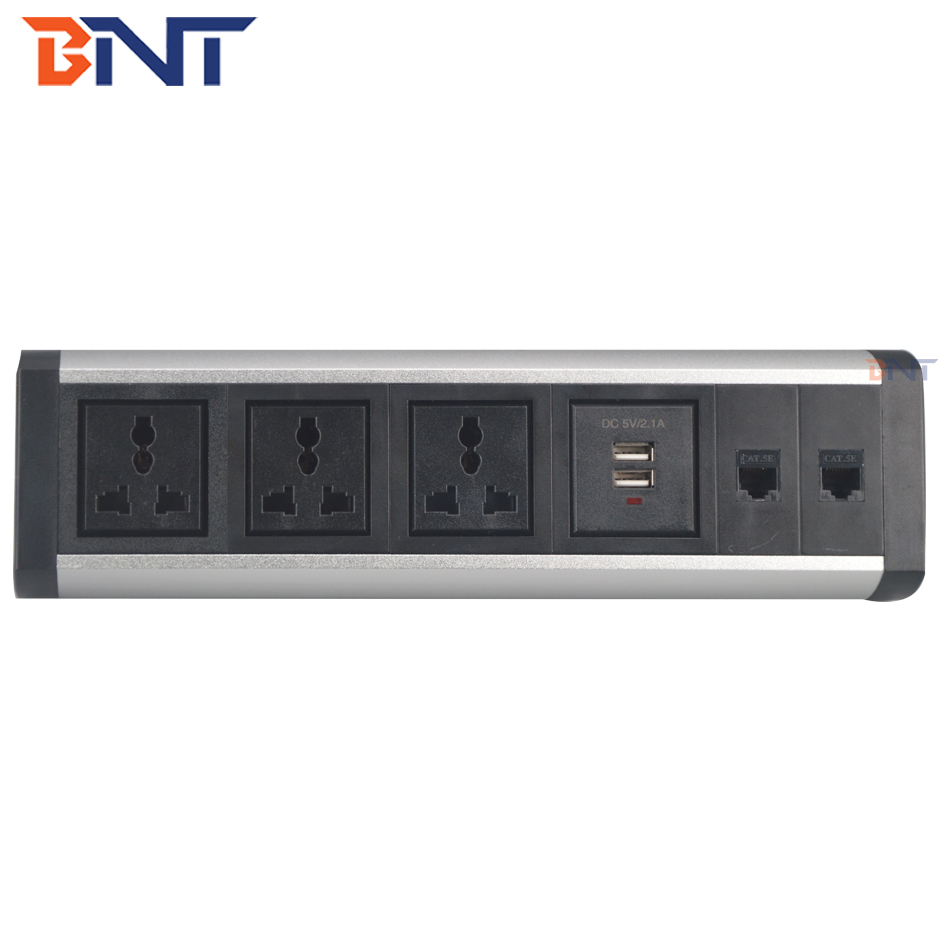Aluminum alloy office furniture multimedia clamp mount table socket