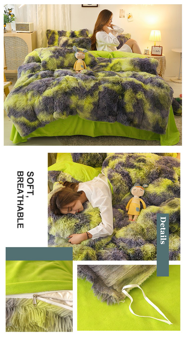 Thickened Designer Bedding Sets 3-piece Warm Color Matching Plush Duvet for Home Wedding