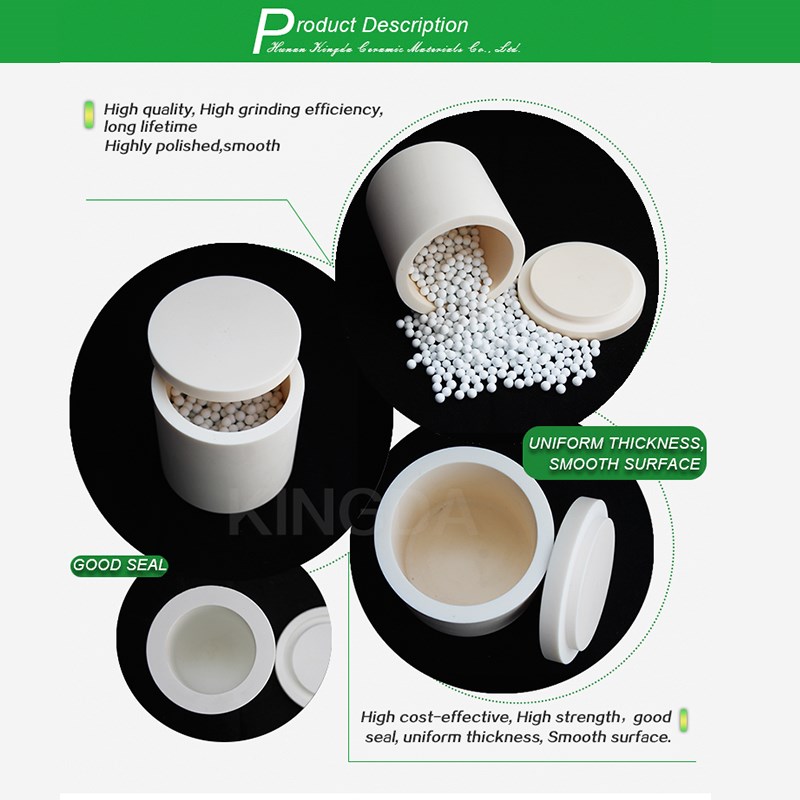 Alumina Ceramic Pot / Jar Ball Mill Zirconium Oxide Crucible 50ml -5000ml