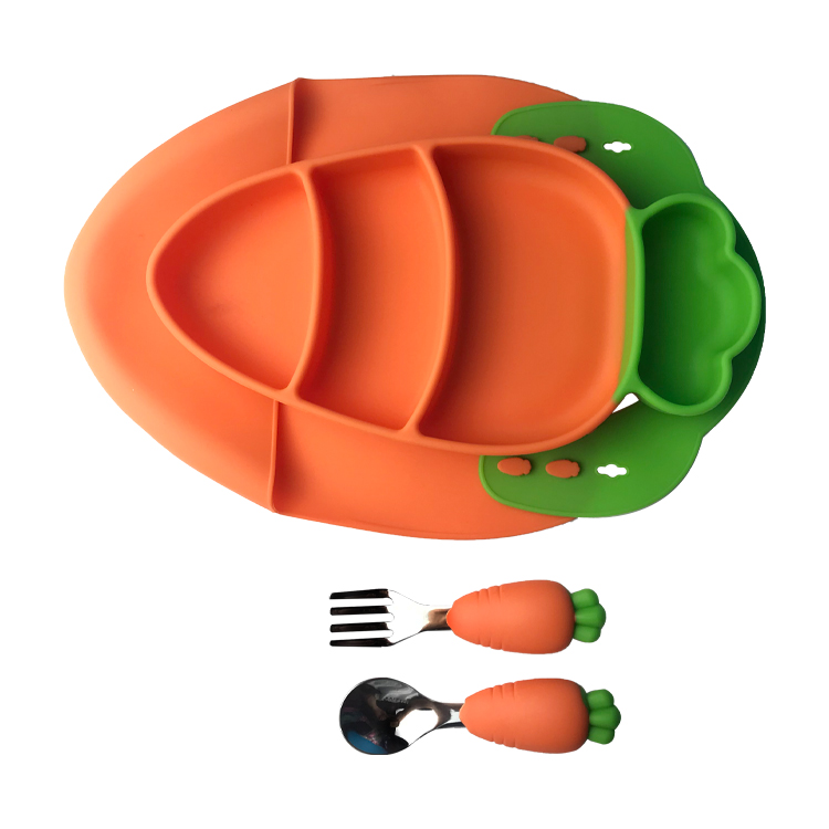 Carrot Shape Silicone Baby Feeding Set Dinnerware Food Grade Eco Friendly