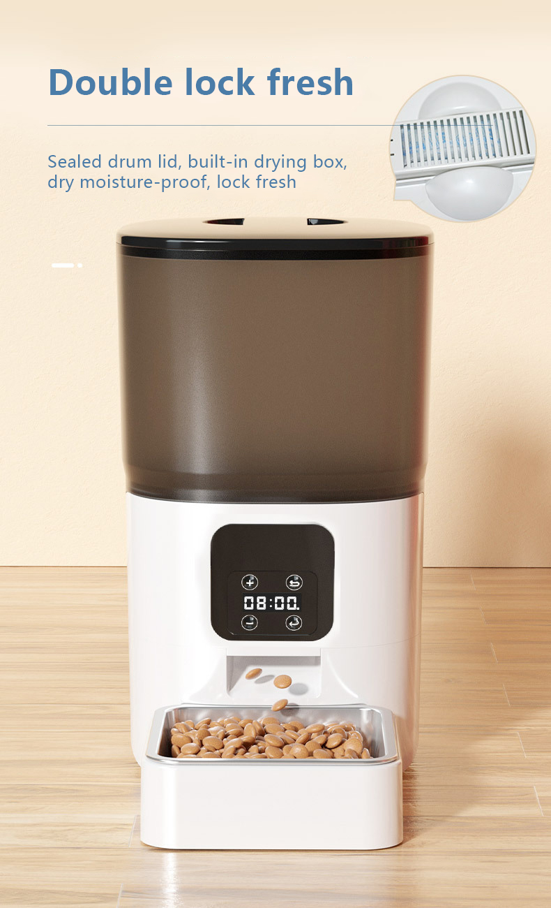 White ABS 6L Smart Cat Feeder Automatic Pet Camera Feeder For Small Animals