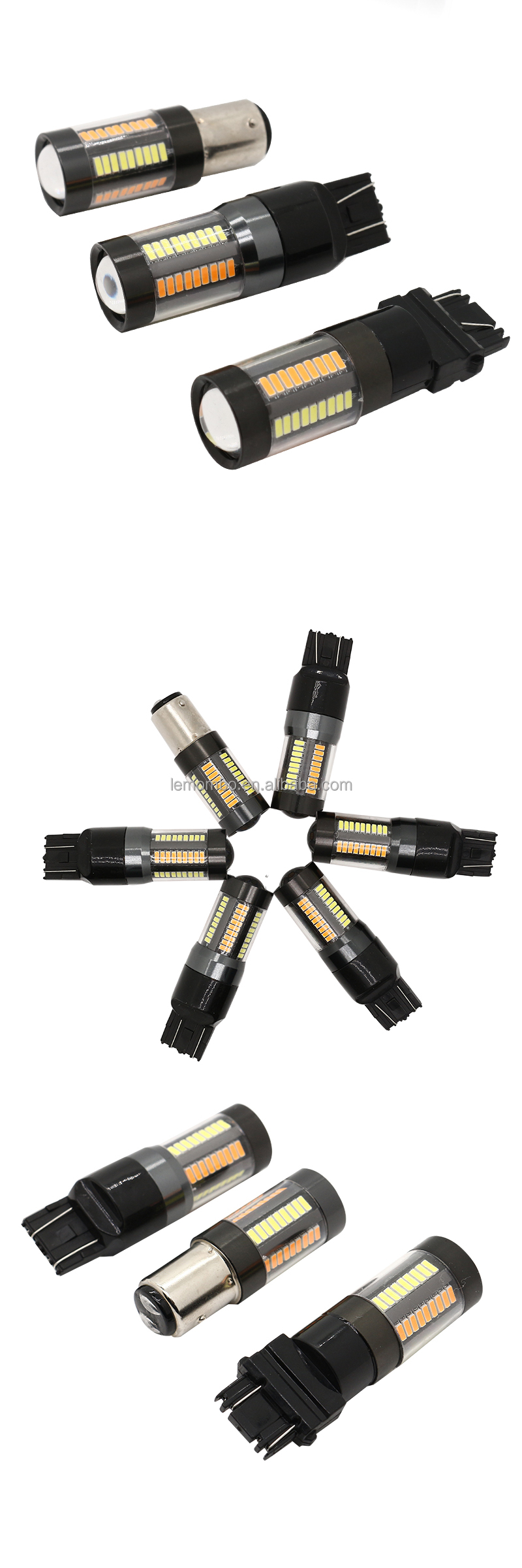 LED Brake Turn Signal Lights 1157 3157 7443 4014 66SMD Dual Color White Yellow 12V Switchback