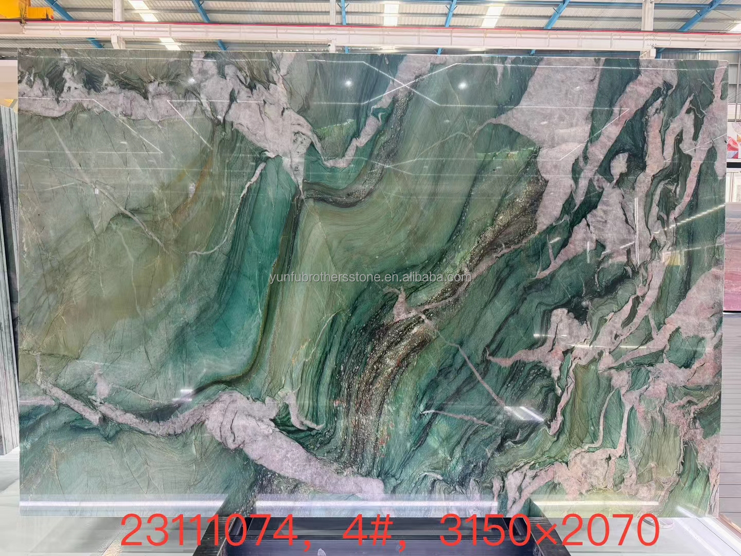 Modern Calcite Marble Flooring Bata Emerald Green Quartzite Slab for Hotel Wall Panel