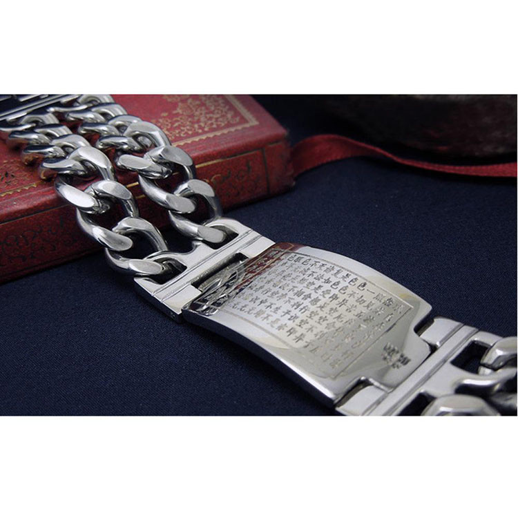 Men's Titanium Stainless Steel Dould Curb Chain Id Bracelet with Chinese Word (CE487)