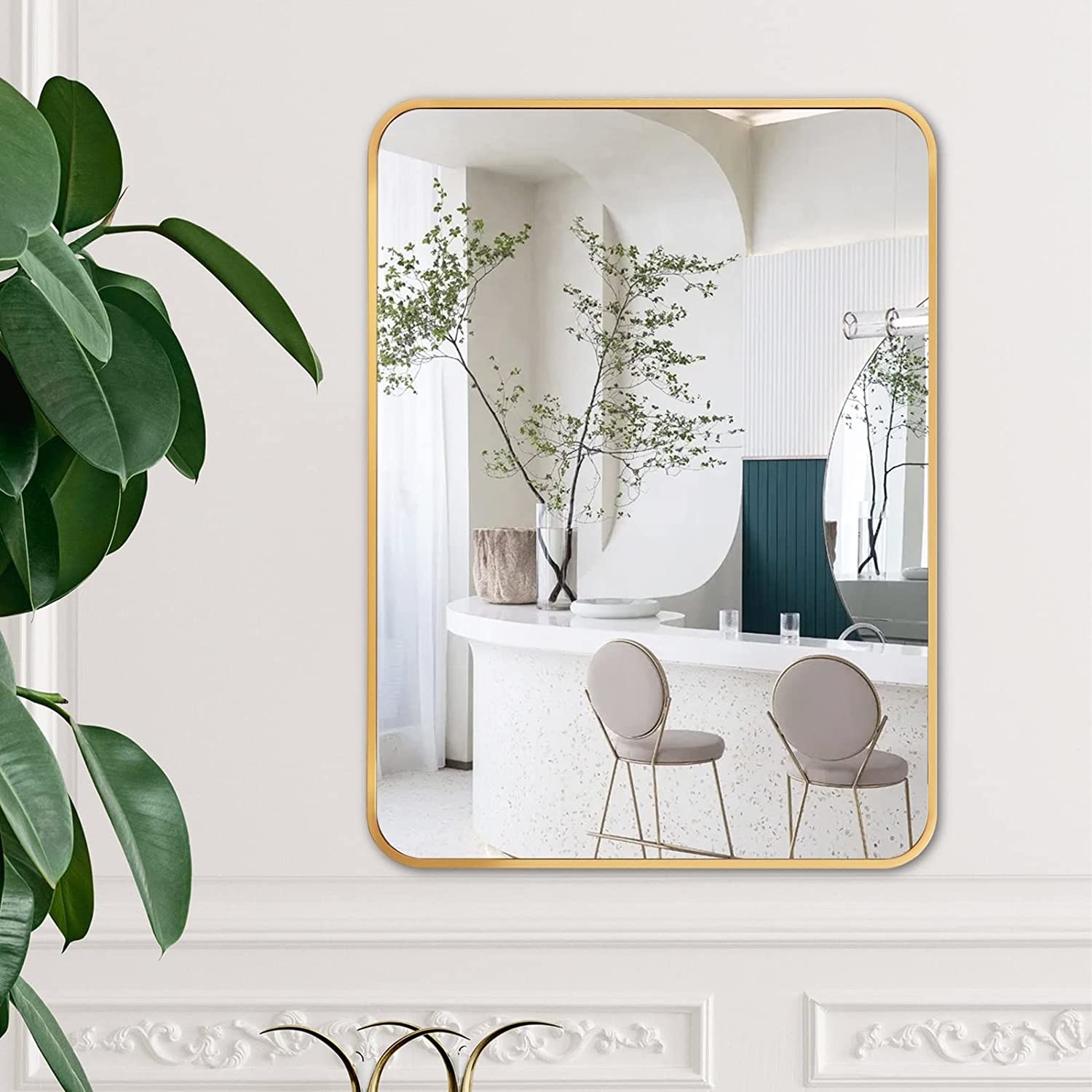 Rectangular Shape Mirror Frame Aluminium Profile Anodized Brushed Rounded Corner