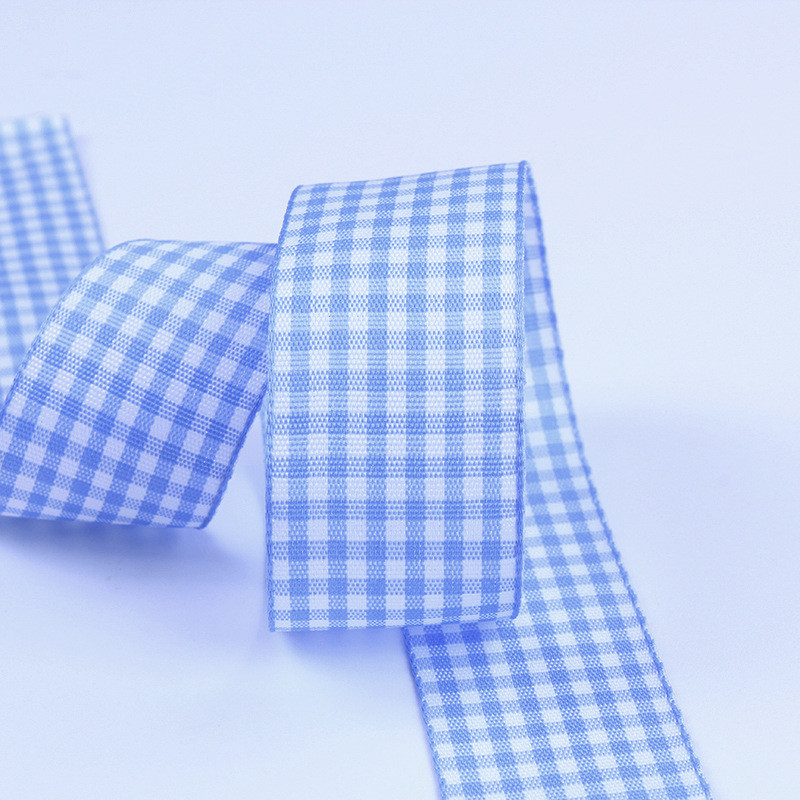 2.5cm Polyester Plaid Ribbon for Gift Packing and Chocolate Box Ribbon Bow Decoration