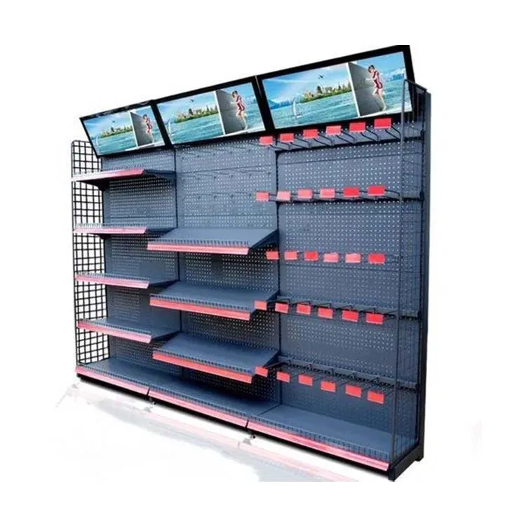 Factory customized color size metal heavy duty shelves wall shelves for cosmetics display gondola