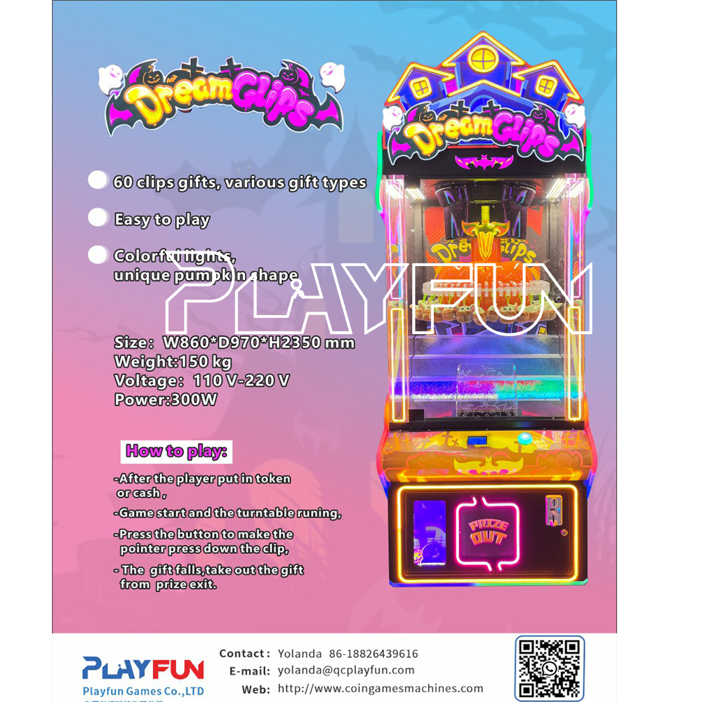Playfun New 60 Clips Coin Operated Vending Clip Wheel Lucky Clips Space Shuttle Prize Games Machine
