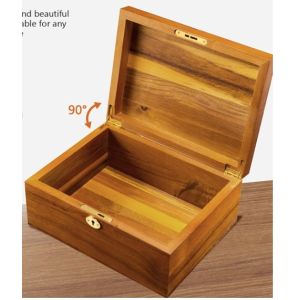 Large Premium Wooden Box Smooth stash Box with Hinged Lid Wooden Box with Lock