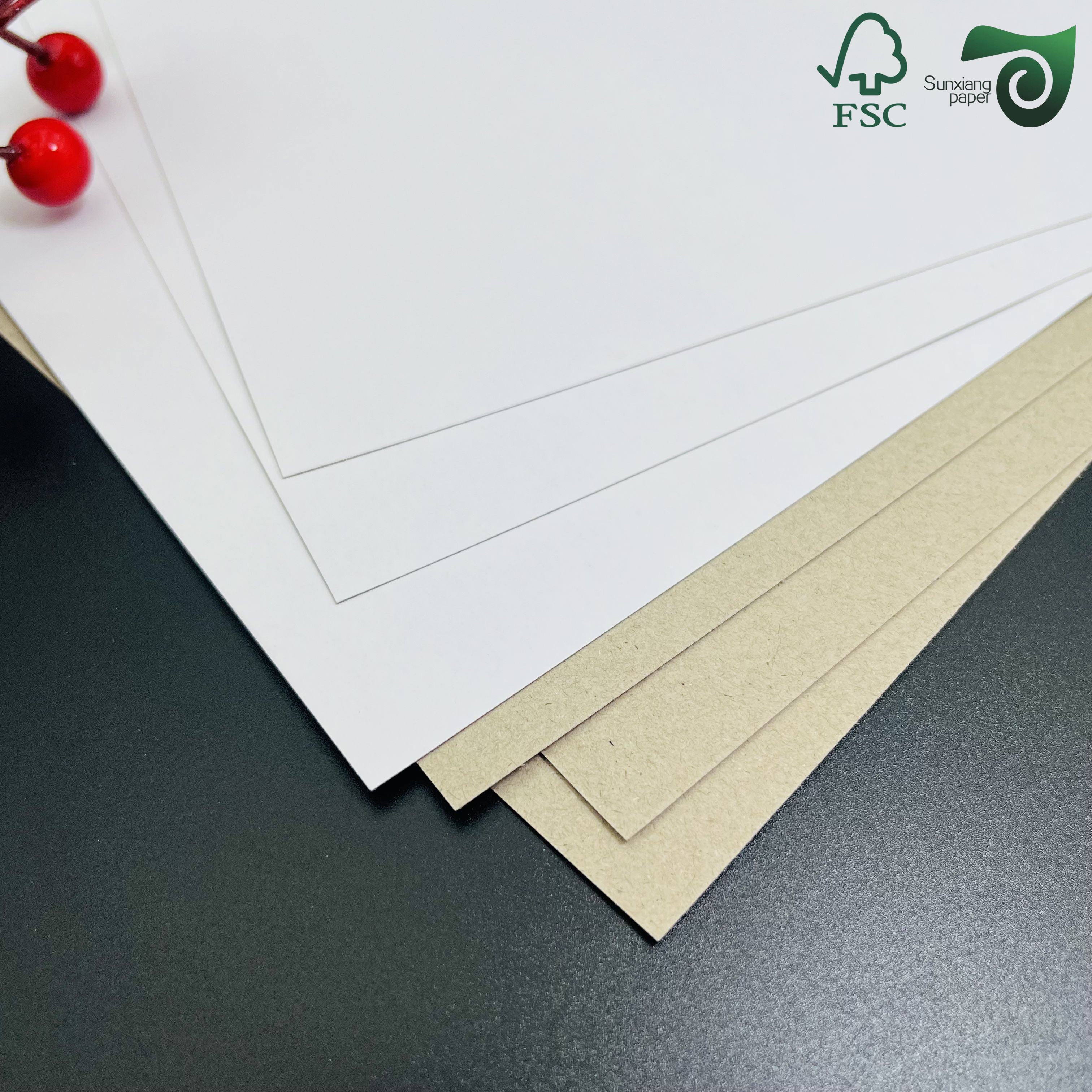 FSC 300gsm 325gsm White Top Coated Kraft Paper CKB Food Grade Board For Yogurt Packaging