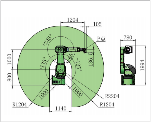 Painting robot for furniture, metal, hardware, GR6100-2200 payload 10kg reach 2204mm