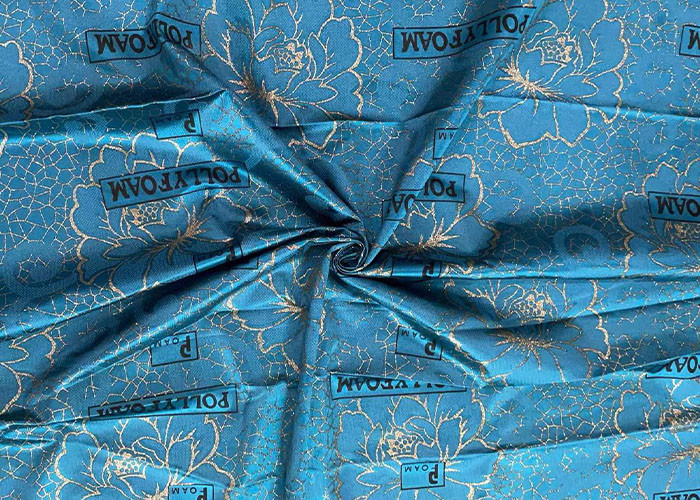 240cm Polyester Warp Knitted Fabric Blue Waterproof Gold Powder Printed