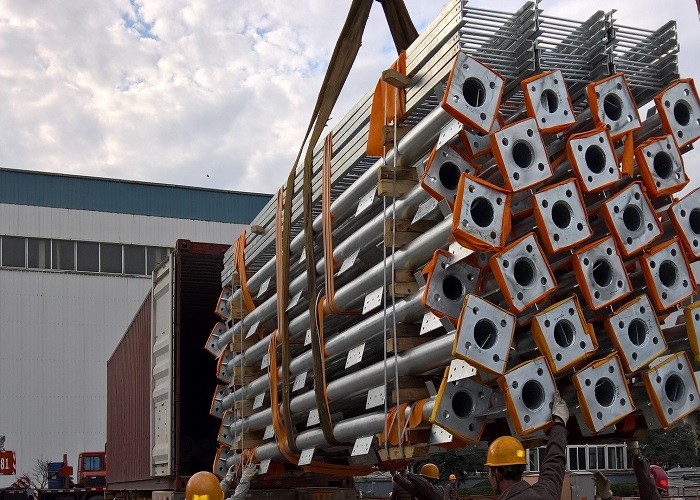 Hydraulic Press Stamping Tubular Steel Tower , ASTM Steel Transmission Tower