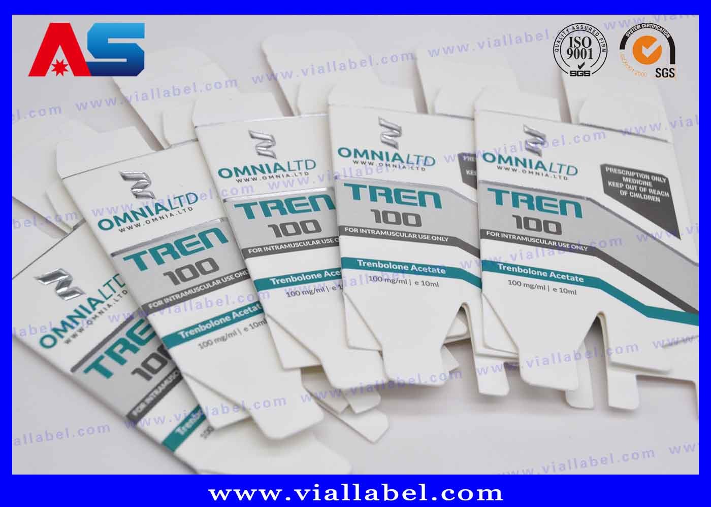 Bodybuilding Enanthate 250mg Injectable Peptide 10ml Box Silver Foil Embossed Panton Printing
