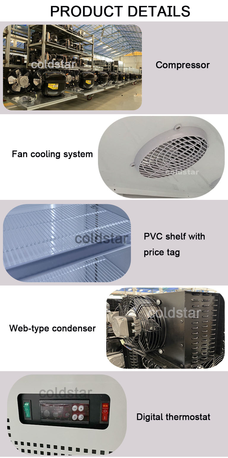 Digital Control Commercial Freezer Glass Door Fan Cooling Deep Freezer Display Frozen Food And Ice Cream