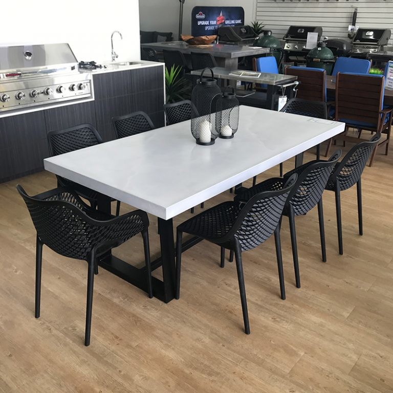 High durable grc cement concrete table with steel wood leg concrete table sets furniture