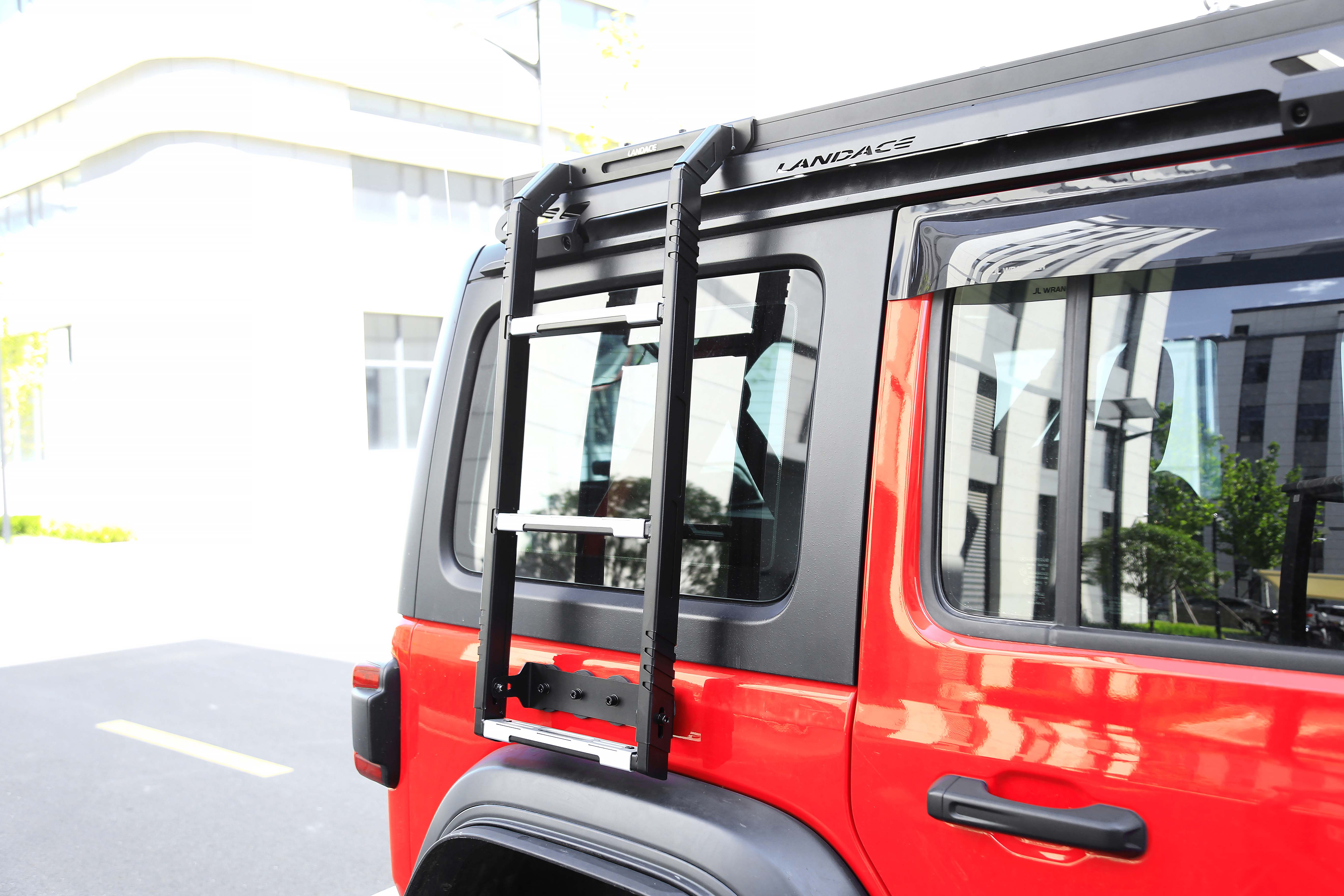 2018- WranglerJK WranglerJL CNC Machined Black Folding Side Ladder for Rubicon Jeep