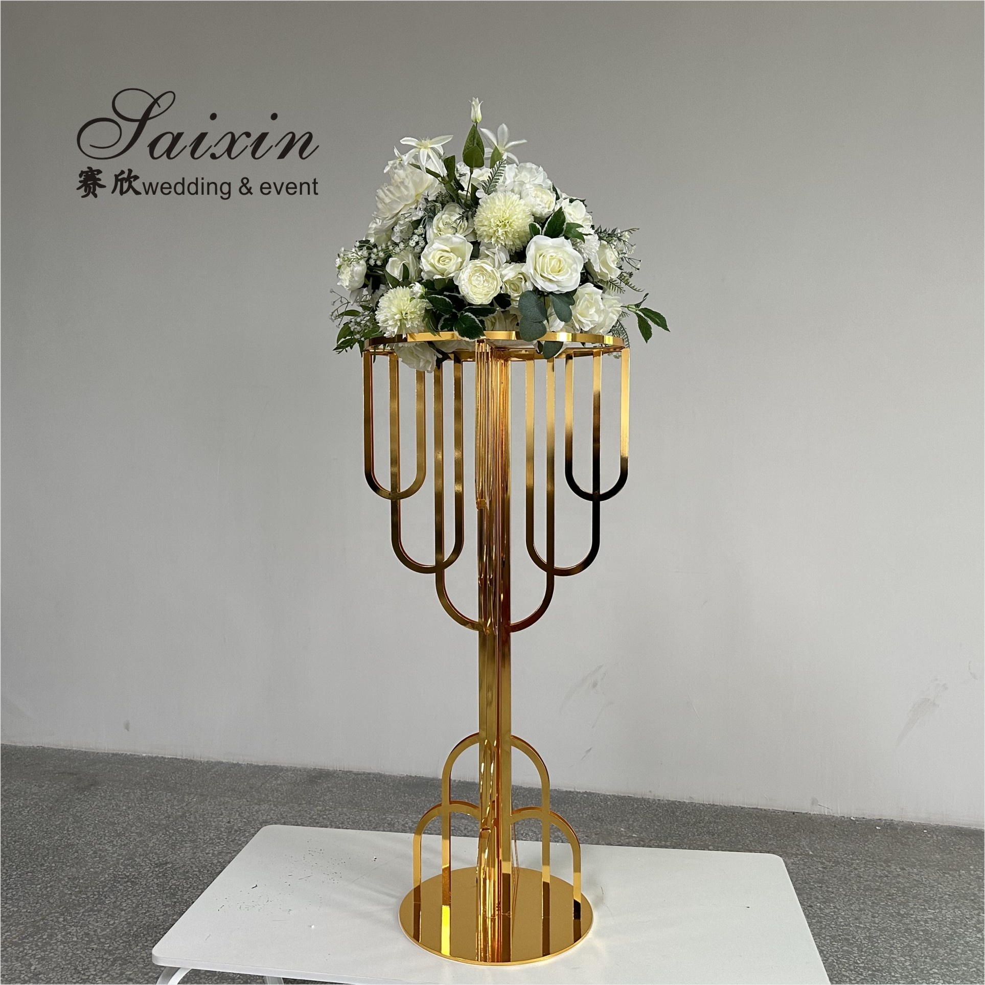 ZT-354 New wedding centerpieces gold metal round arch flower stand for event decor equipment