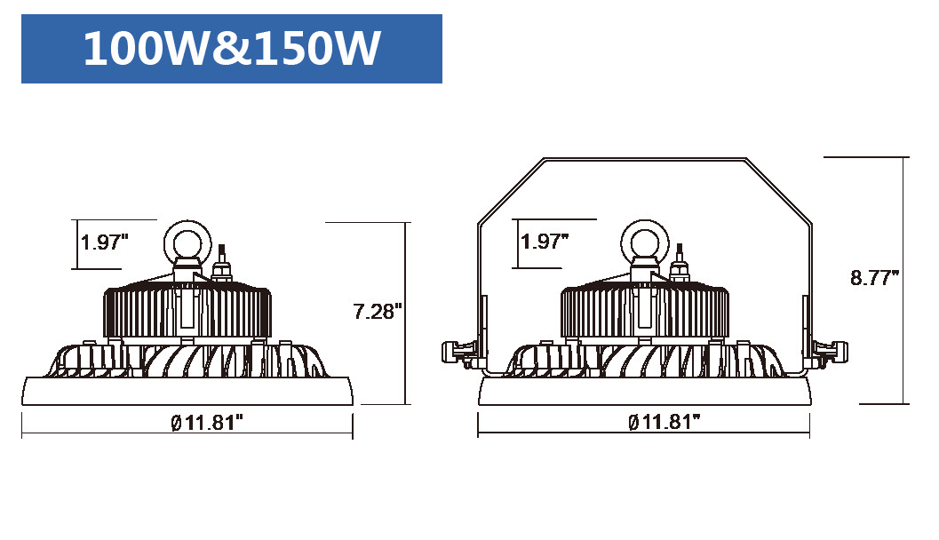 Cool White Ra70 50000H 150lm/W 150 Watt LED UFO High Bay Light