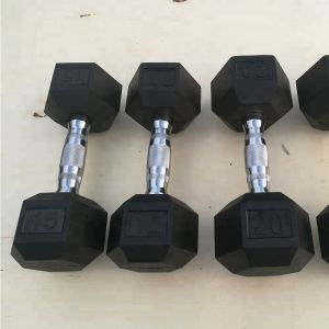 Tough Durable Rubber Coated Hex Dumbbells With Comfortable Handles