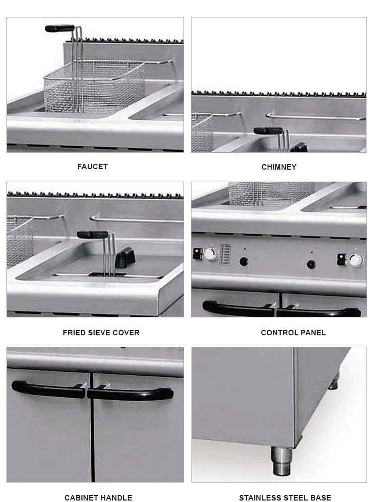 Industrial Double Tanks Deep Fryer With Cabinet For Meat Chicken Potato Chips
