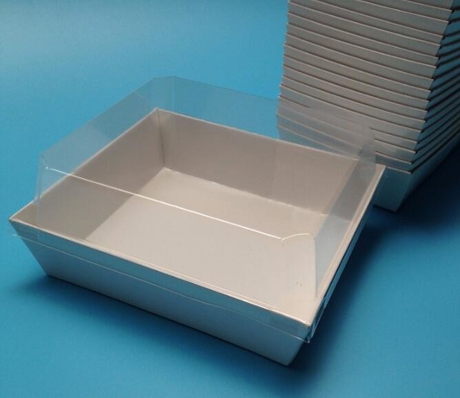 Wholesale custom Paper Cookies packing Cake Box with PVC window,Wholesale Plastic Square Birthday Wedding Packaging Clea